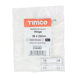 This is an image of Timco - Solid Drawn Hinge - Solid Brass - Satin Chrome 38 x 22 (1 Pairs Bag) 234482