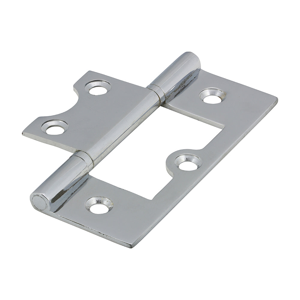 This is an image of Timco - Plain Bearing Flush Hinge - Solid Brass - Polished Chrome 75 x 50 (1 Pairs Bag) 234553
