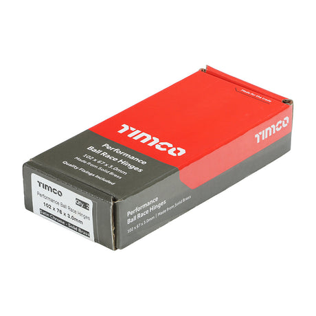 This is an image of Timco - Performance Ball Race Hinge - Solid Brass - Satin Chrome 102 x 76 (1 Pairs Box) 234591