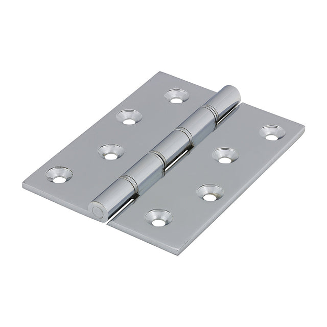 This is an image of Timco - Double Stainless Steel Washered Butt Hinge - Solid Brass - Polished Chrome 102 x 75 (1 Pairs Box) 234708