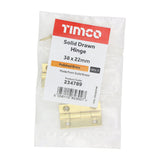 This is an image of Timco - Solid Drawn Hinge - Solid Brass - Polished Brass 38 x 22 (1 Pairs Bag) 234789