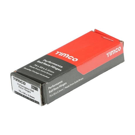 This is an image of Timco - Performance Ball Race Hinge - Solid Brass - Antique Brass 76 x 50 (1 Pairs Box) 234842