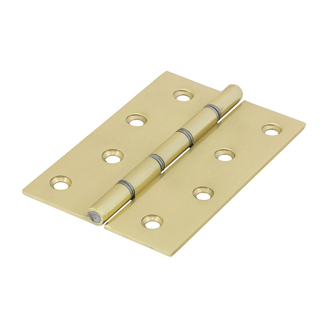 This is an image of Timco - Double Steel Washered Butt Hinge - Solid Brass - Polished Brass 102 x 67 (1 Pairs Bag) 234898