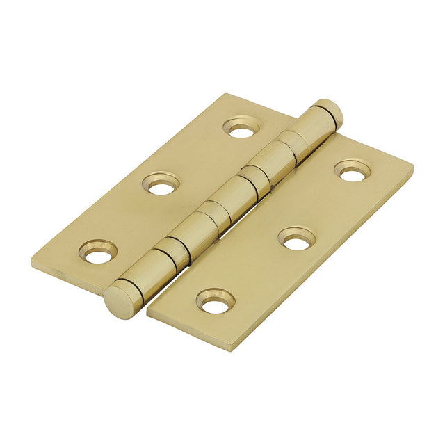 This is an image of Timco - Performance Ball Race Hinge - Solid Brass - Polished Brass 76 x 50 (1 Pairs Box) 234953