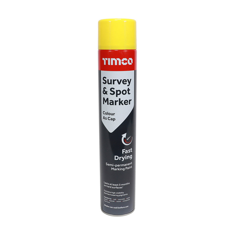 This is an image of Timco - Survey & Spot Marker - Yellow 750ml (1 Each Can) PCS237025