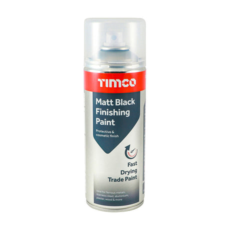 This is an image of Timco - Matt Black Finishing Paint 380ml (1 Each Can) PCS237128