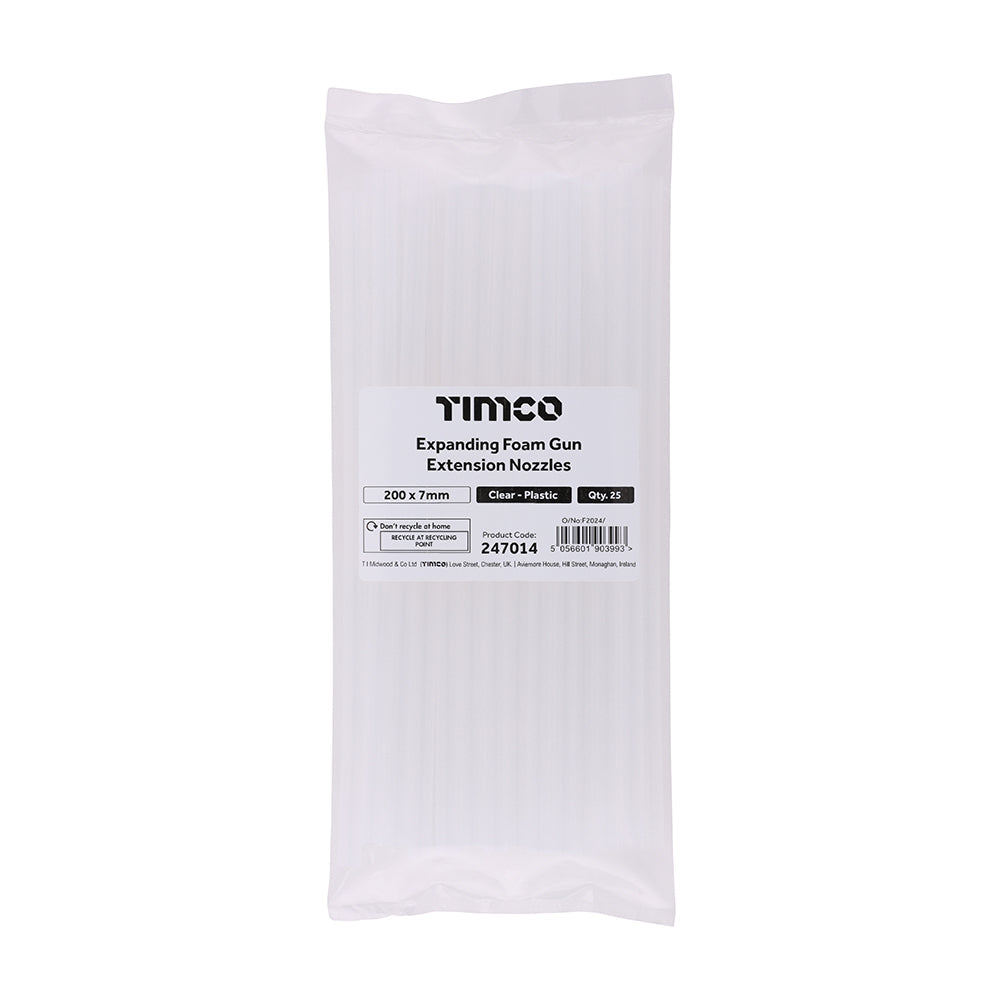 This is an image of Timco - Expanding Foam Gun Extension Nozzles 200 x 7mm (25 PCS Bag) PCS247014