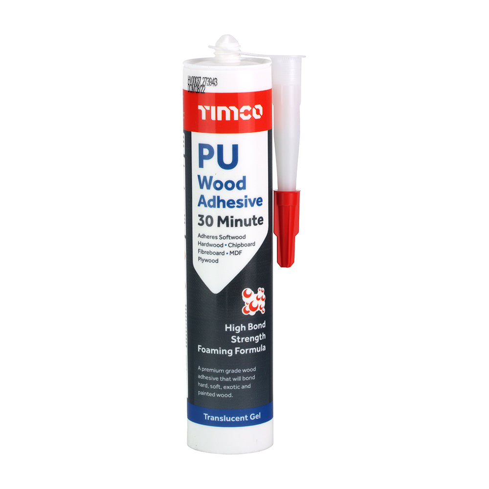 This is an image of Timco - PU Wood Adhesive 30 Minute - Gel 310ml (1 Each Cartridge) PCS247433
