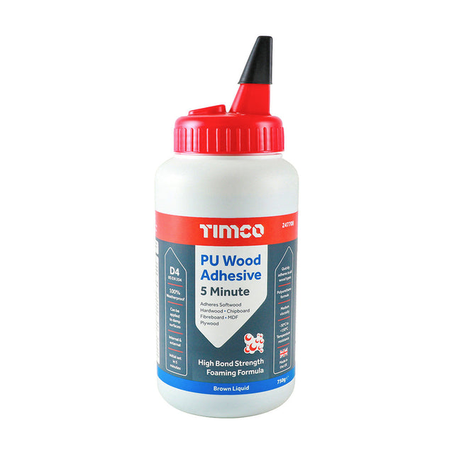 This is an image of Timco - PU Wood Adhesive 5 Minute - Liquid 750g (1 Each Bottle) PCS247708