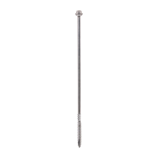 This is an image of Timco - Timber Frame Construction & Landscaping Screws - Hex - A4 Stainless Steel 6.7 x 250mm - (25 PCS Tube) 250INDEXSST