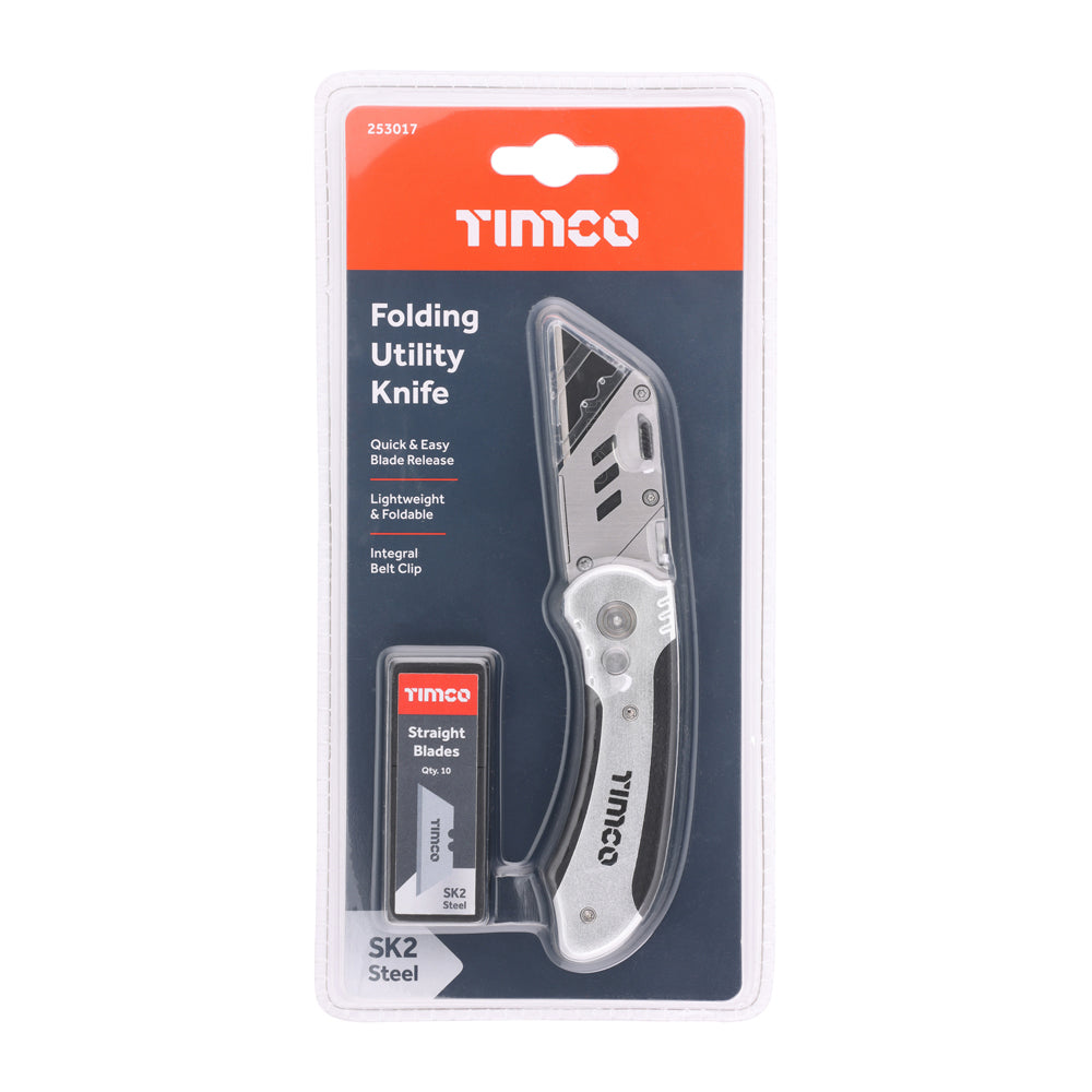 This is an image of Timco - Folding Utility Knife & Blades 60 x 19 x 0.6 (1 Each Blister Pack) 253017