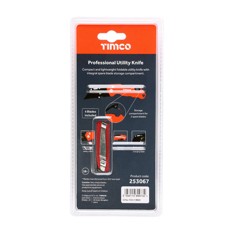 This is an image of Timco - Professional Utility Knife 60 x 19 x 0.6 (1 Each Blister Pack) 253067