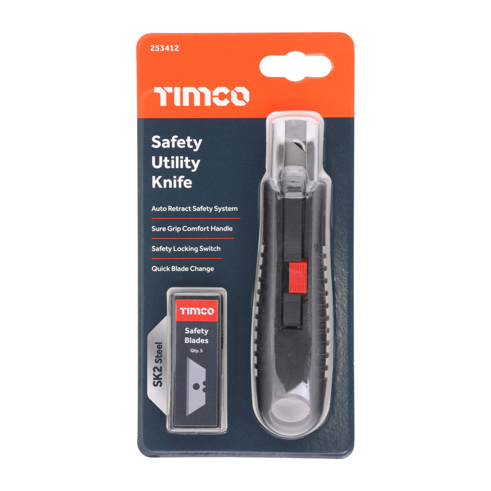This is an image of Timco - Safety Utility Knife 60 x 19 x 0.6 (1 Each Backing Card) 253412