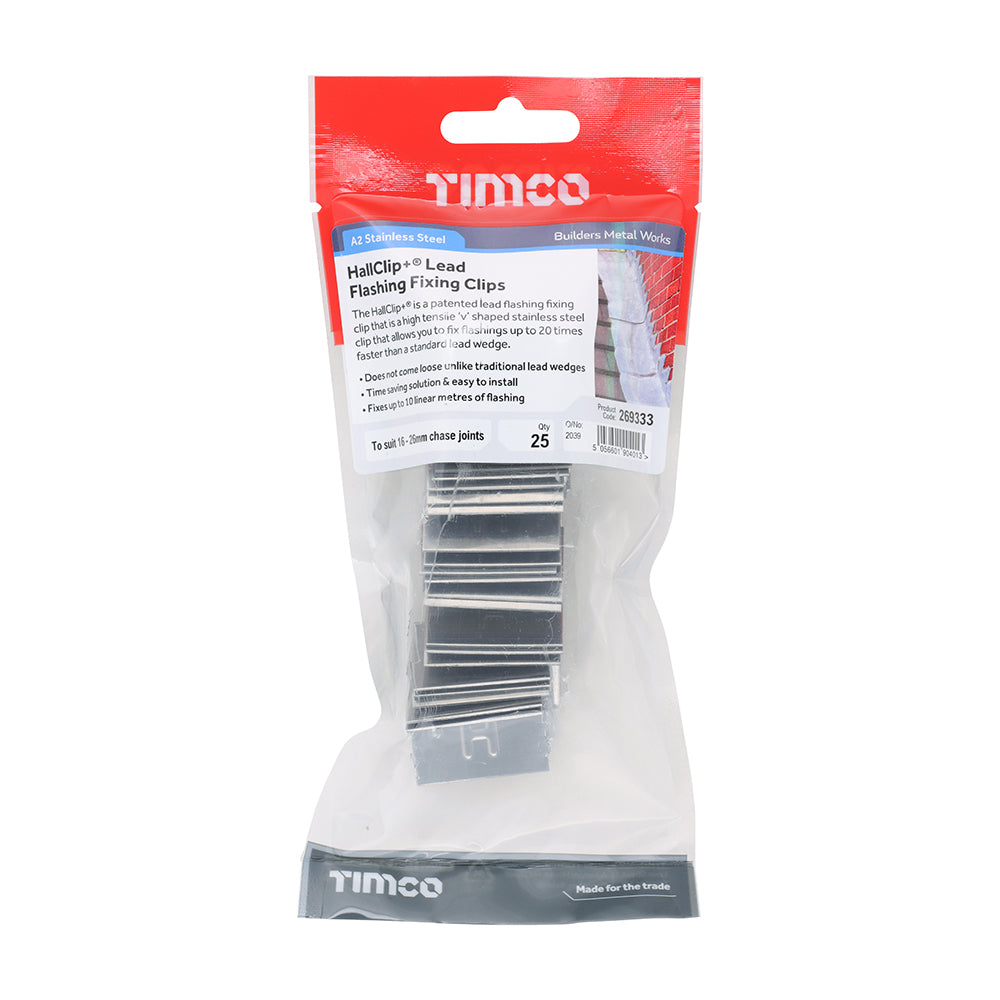 This is an image of Timco - HallClip+Ãƒâ€šÃ‚Â® Lead Flashing Fixing Clips 16 - 26mm (25 Pieces TIMpac) 269333