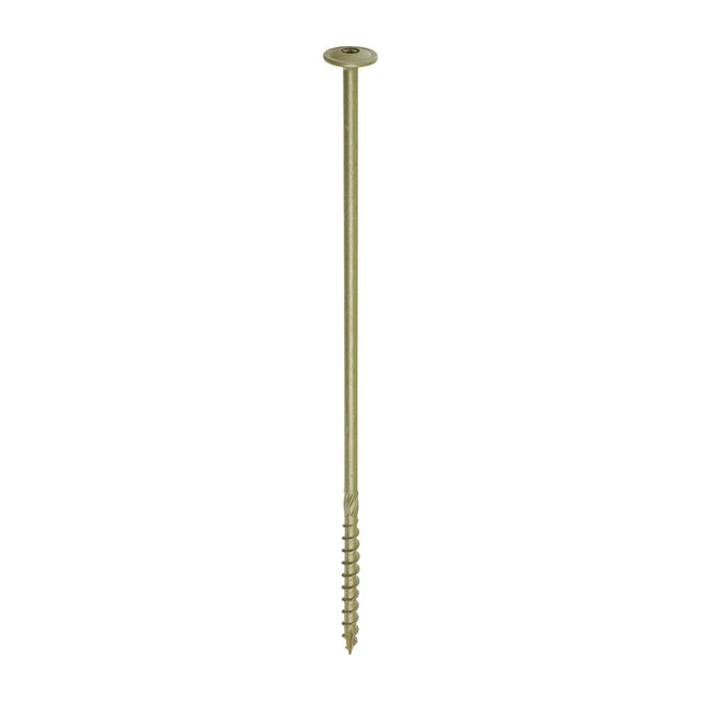 This is an image of Timco - Timber Frame Construction & Landscaping Screws - Wafer - Exterior - Green Organic 8.0 x 275mm - (25 PCS Box) 275INW