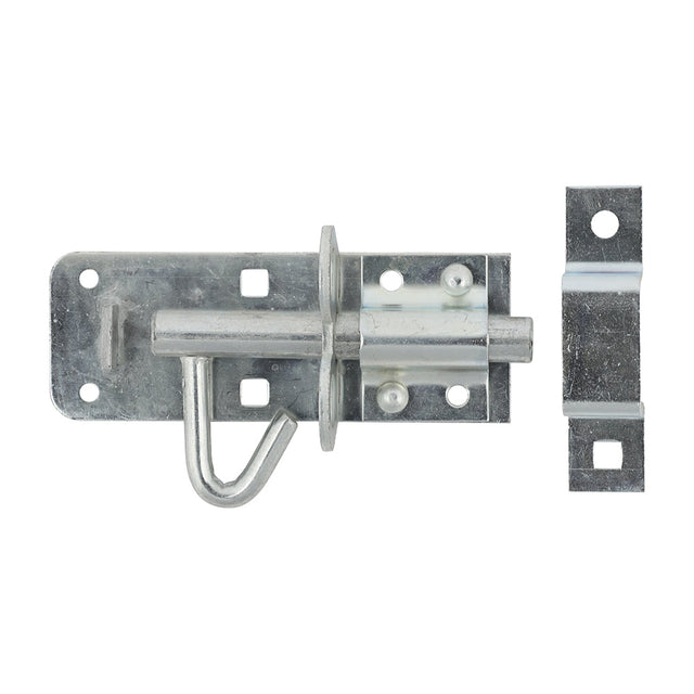This is an image of Timco - Brenton Padbolt Elongated Keep - Zinc 4" (1 Each Bag) 282004