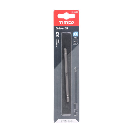 This is an image of Timco - S2 Driver Bits - PZ No.2 x 100 (1 Each Blister Pack) 2CB100GB