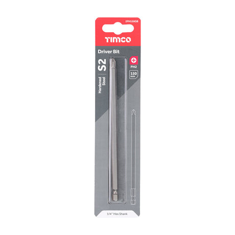 This is an image of Timco - S2 Driver Bits - PH No.2 x 150 (1 Each Blister Pack) 2PH150GB