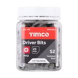 This is an image of Timco - S2 Driver Bits - PH No.2 x 25 (100 Pieces Small Jar) 2PH25GJ