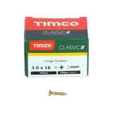 This is an image of Timco - Classic Multi-Purpose Hinge Screws - PZ - Countersunk - Yellow 3.0 x 16mm - (200 PCS Box) 30016CLAH