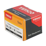 This is an image of Timco - Solo Chipboard & Woodscrews - PZ - Double Countersunk - Yellow 3.0 x 20mm - (200 PCS Box) 30020SOLOC