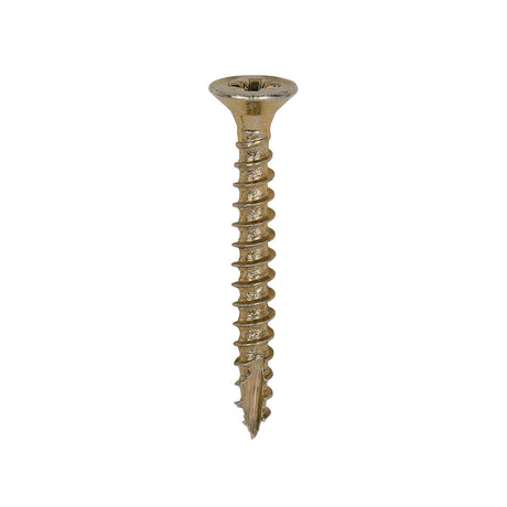 This is an image of Timco - Classic Multi-Purpose Screws - PZ - Double Countersunk - Yellow 3.0 x 25mm - (200 PCS Box) 30025CLAF