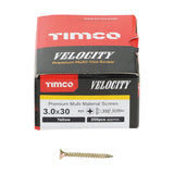 This is an image of Timco - Velocity Premium Multi-Use Screws - PZ - Double Countersunk - Yellow 3.0 x 30mm - (200 PCS Box) 30030VY