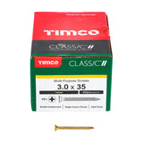 This is an image of Timco - Classic Multi-Purpose Screws - PZ - Double Countersunk - Yellow 3.0 x 35mm - (200 PCS Box) 30035CLAF