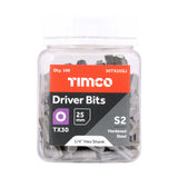This is an image of Timco - S2 Driver Bits - TX TX30 x 25 (100 Pieces Small Jar) 30TX25GJ