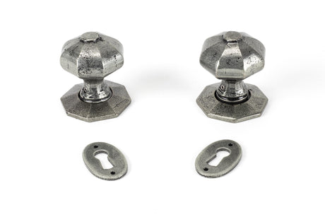 From The Anvil - Pewter Oak Box Lock & Octagonal Knob Set | Sku. 33004 | Trade Door Handles.