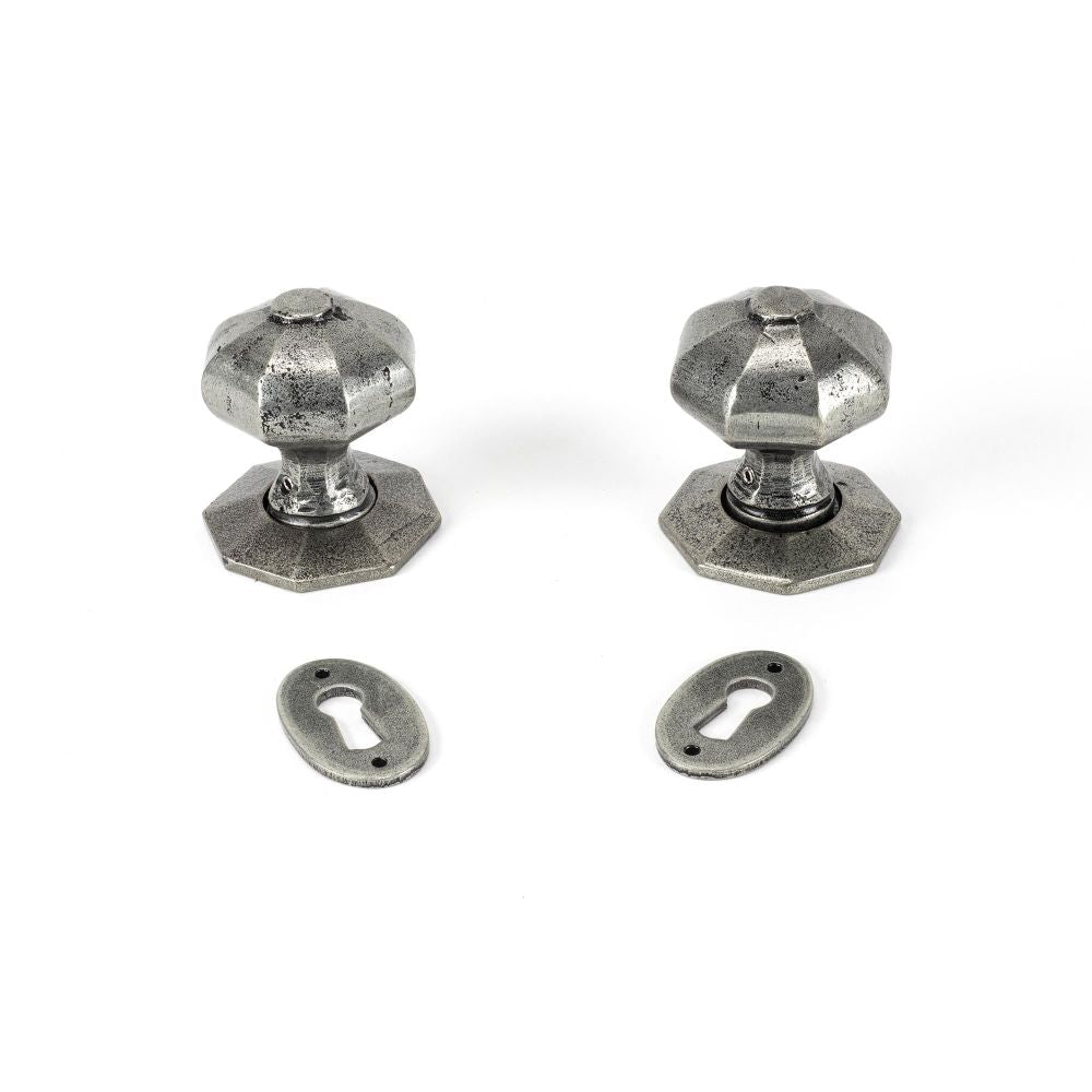 From The Anvil - Pewter Oak Box Lock & Octagonal Knob Set | Sku. 33004 | Trade Door Handles.