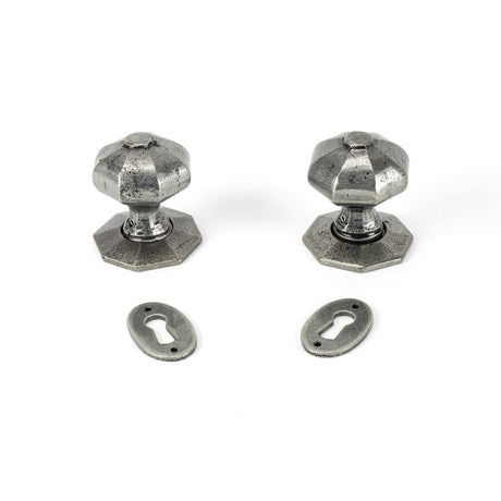 From The Anvil - Pewter Oak Box Lock & Octagonal Knob Set | Sku. 33004 | Trade Door Handles.