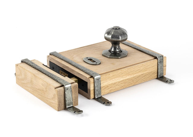 From The Anvil - Pewter Oak Box Lock & Octagonal Knob Set | Sku. 33004 | Trade Door Handles.