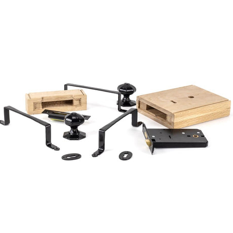 From The Anvil - Black Oak Box Lock & Octagonal Knob Set | Sku. 33005 | Trade Door Handles.