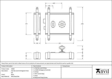 From The Anvil - Black Oak Box Lock & Octagonal Knob Set | Sku. 33005 | Trade Door Handles.