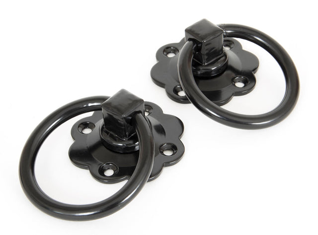 From The Anvil - Black Ring Turn Handle Set | Sku. 33017 | Trade Door Handles.