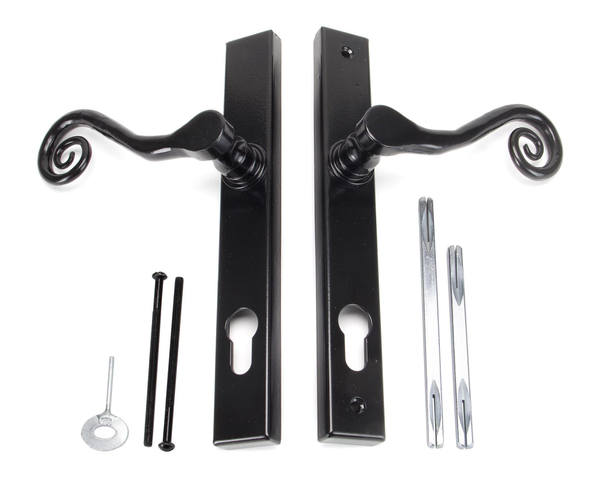 From The Anvil - Black Monkeytail Slimline Lever Espag. Lock Set - LH | Sku. 33037L | Trade Door Handles.