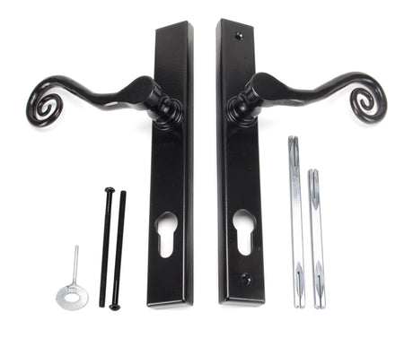From The Anvil - Black Monkeytail Slimline Lever Espag. Lock Set - LH | Sku. 33037L | Trade Door Handles.