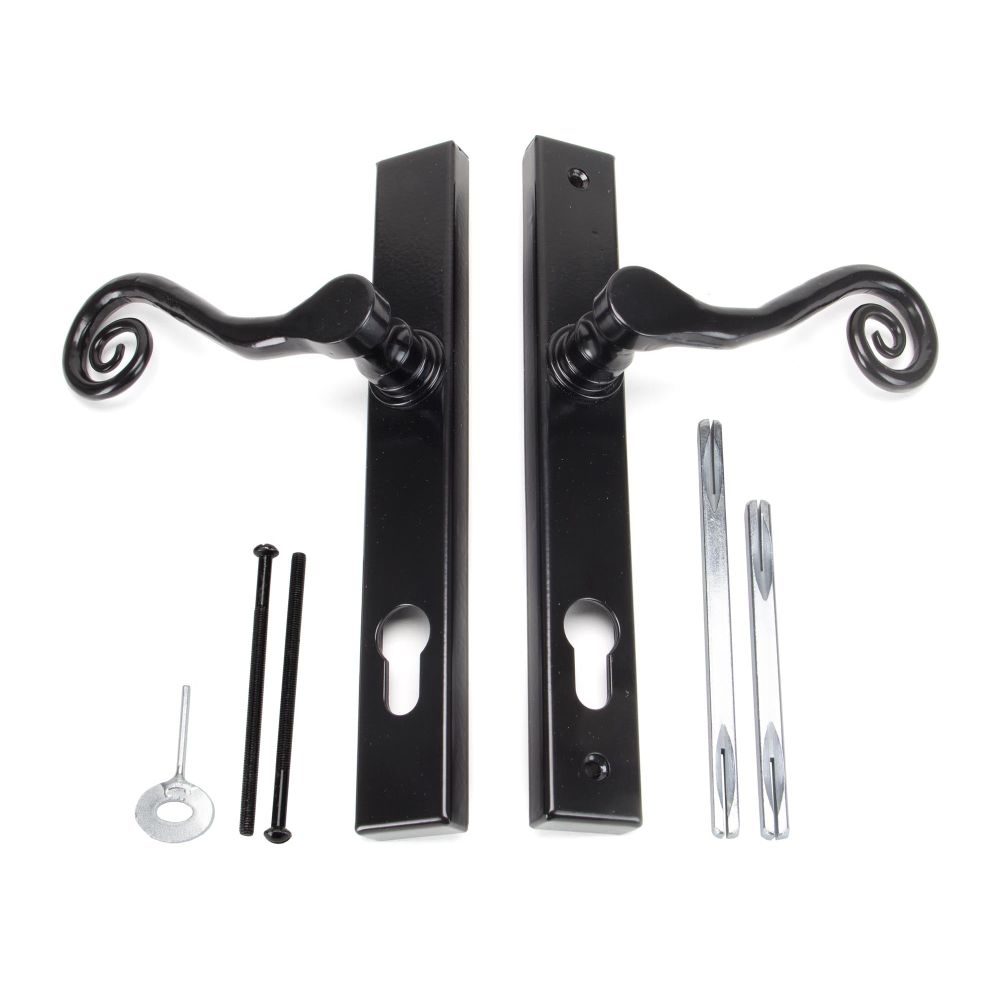 From The Anvil - Black Monkeytail Slimline Lever Espag. Lock Set - LH | Sku. 33037L | Trade Door Handles.