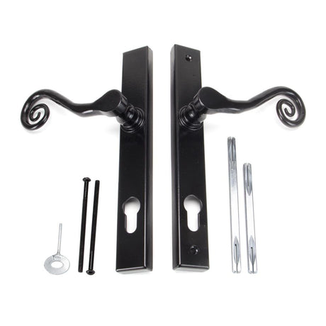 From The Anvil - Black Monkeytail Slimline Lever Espag. Lock Set - LH | Sku. 33037L | Trade Door Handles.