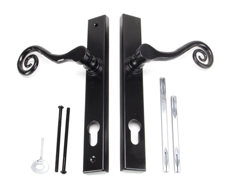 From The Anvil - Black Monkeytail Slimline Lever Espag. Lock Set - RH | Sku. 33037R | Trade Door Handles.