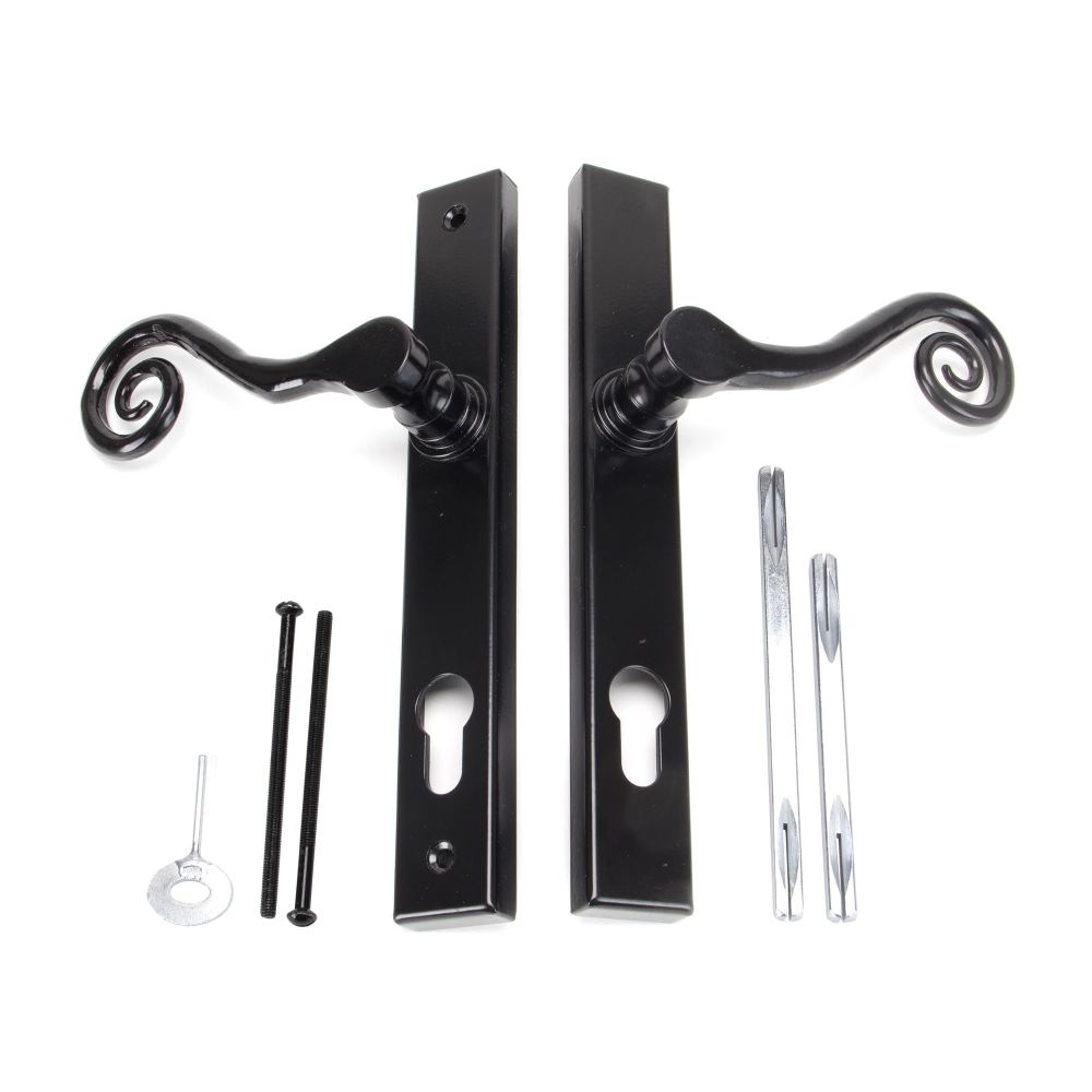 From The Anvil - Black Monkeytail Slimline Lever Espag. Lock Set - RH | Sku. 33037R | Trade Door Handles.