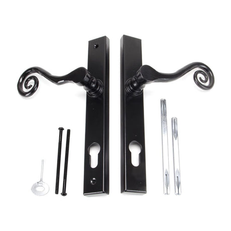 From The Anvil - Black Monkeytail Slimline Lever Espag. Lock Set - RH | Sku. 33037R | Trade Door Handles.