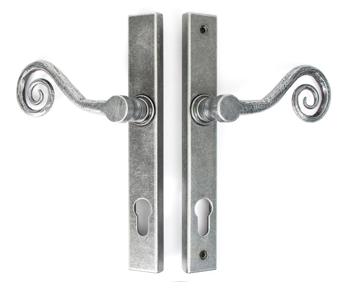 From The Anvil - Pewter Monkeytail Slimline Lever Espag. Lock Set - LH | Sku. 33038L | Trade Door Handles.