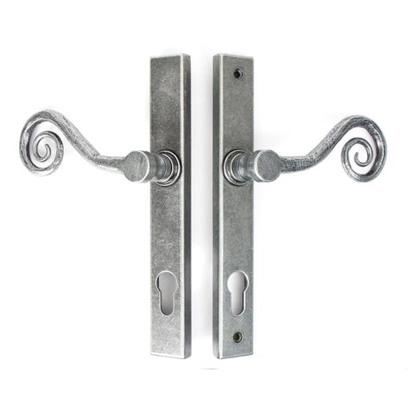 From The Anvil - Pewter Monkeytail Slimline Lever Espag. Lock Set - LH | Sku. 33038L | Trade Door Handles.