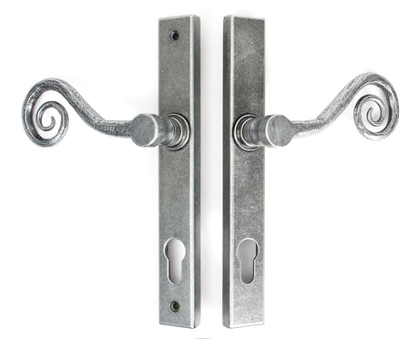 From The Anvil - Pewter Monkeytail Slimline Lever Espag. Lock Set - RH | Sku. 33038R | Trade Door Handles.