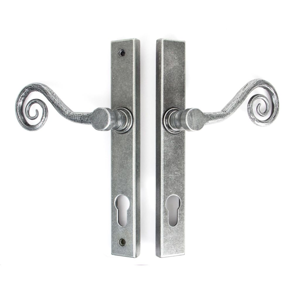 From The Anvil - Pewter Monkeytail Slimline Lever Espag. Lock Set - RH | Sku. 33038R | Trade Door Handles.