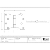 From The Anvil - Pewter 4" x 3" x 5" Parliament Hinge (pair) ss | Sku. 33046 | Trade Door Handles.