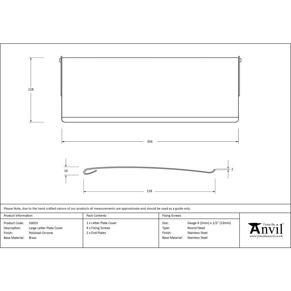 From The Anvil - Polished Chrome Large Letter Plate Cover | Sku. 33053 | Trade Door Handles.
