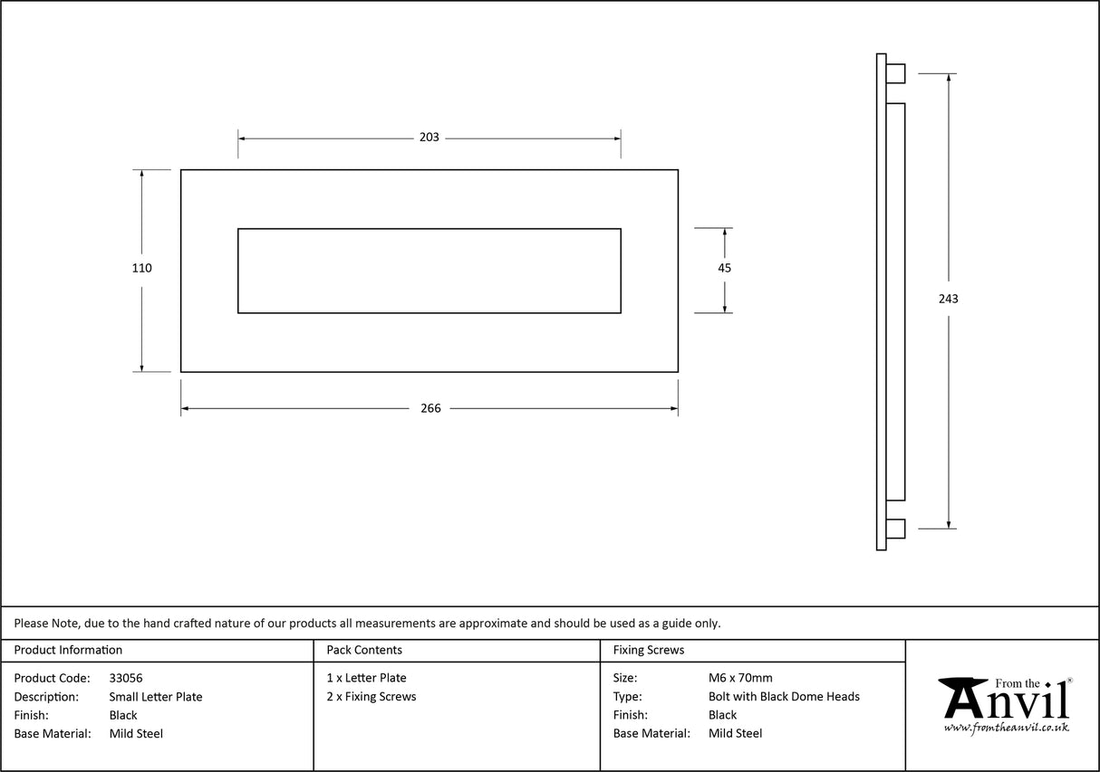 From The Anvil - Black Small Letter Plate | Sku. 33056 | Trade Door Handles.